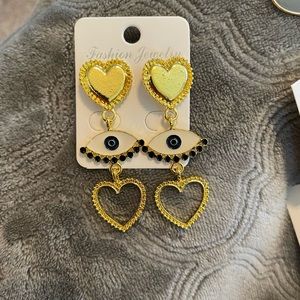 Multi heart dangling earrings